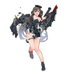  armor bare_legs benelli_m4 black_hair blush brown_eyes coat colored_shoe_soles d: damaged ddal defeat female full_body girls&#039;_frontline gun hair_between_eyes hair_ornament hat heterochromia holding holding_gun holding_weapon legs long_hair looking_at_viewer m1014_(girls&#039;_frontline) official_art open_mouth red_eyes shield shield_module shoes shotgun sidelocks solo standing thighs torn_clothes transparent_background trigger_discipline very_long_hair weapon x_hair_ornament 