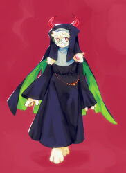  absurd_res anthro barefoot black_clothing bovid caprine clothed clothed_anthro clothed_male clothing deltarune devogamer eyewear feet floppy_ears fully_clothed fully_clothed_anthro fully_clothed_male fur glasses goat green_eyewear green_glasses hi_res horn lop_ears male mammal nun_outfit paws ralsei solo undertale_(series) white_body white_fur 