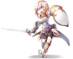  armor blonde_hair blue_eyes frfr original shield sword weapon 