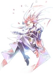  black_legwear breasts cleavage fingerless_gloves gloves high_heels izayoi_aki naka_deiko pixiv_thumbnail red_hair resized shoes smile yu-gi-oh! yuu-gi-oh_5ds yuu-gi-ou_5d&#039;s 