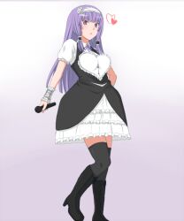  dream_c_club heart long_hair maid maid_outfit mari_(dream_c_club) purple_hair solo toki_(artist) 