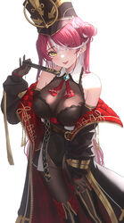  belly_button belly_button_visible_through_clothing big_breasts big_hat blush blushing bodysuit brown_hair closed_fan curves curvy curvy_body different_eye_color exposed_shoulders fan hat heterochromia hololive hololive_fantasy hololive_japan houshou_marine large_breasts legs mouth_open pirate red_hair saeu shoulders tagme thick thin_waist tight_clothing virtual_youtuber vtuber waist wine_colored_hair 