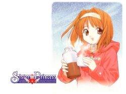  copyright_name female hairband kaho_(sister_princess) logo sister_princess snowing solo tenhiro_naoto thermos 