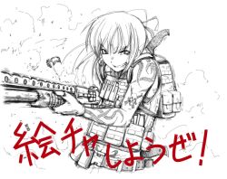  bad_id bad_pixiv_id buckle casing_ejection female firing gloves gun hetza_(hellshock) holding holding_gun holding_weapon knife monochrome original pump_action remington_870 remington_arms shell_casing shotgun snap-fit_buckle solo suzumi_(hetza) tattoo weapon 