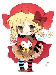  :q bad_id bad_pixiv_id blonde_hair bow brown_eyes charlotte_(madoka_magica) charlotte_(madoka_magica)_(cosplay) cheese cosplay cup female food haru_(kyou) heart mahou_shoujo_madoka_magica mahou_shoujo_madoka_magica_(anime) pantyhose smile solo_focus striped_clothes striped_thighhighs teacup thighhighs thought_bubble tomoe_mami tongue tongue_out 