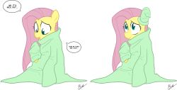  alpha_channel avoid_posting awkward_fit blue_eyes clothing ear_socks egophiliac english_text equid equine female fluttershy_(mlp) friendship_is_magic hair hasbro horse mammal my_little_pony pink_hair pony simple_background snuggie solo text transparent_background 