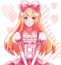  1boy blonde_hair blue_eyes bow crossdressing crossdressing dress hairbow kurusu_shou lolita_fashion long_hair male male_focus saojou solo sweet_lolita trap uta_no_prince-sama wink 