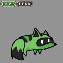  1:1 ambiguous_gender black_body black_fur canid canine fakemon fan_character feral fox fur green_body green_fur grey_background hi_res mammal nintendo pointy_ears pokemon pokemon_(species) pugxelz quadruped simple_background solo stripes tail white_eyes 