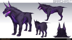 2026 4_toes absurd_res ambiguous_feral ambiguous_gender barghast_(highguard) black_body black_claws black_fur black_inner_ear_fluff black_tail black_teeth blue_nose canid canid_demon chest_scar claws colored company_name concept_art demon digital_drawing_(artwork) digital_media_(artwork) english_description english_text feet feral fur fur_markings furrowed_eyebrows gradient_background gums hi_res highguard_(game) inner_ear_fluff leg_markings light lighting long_fangs mammal markings multicolored_body multicolored_fur multicolored_tongue nicholas_patrick_kelana no_eyebrows no_pupils nude nude_ambiguous official_art open_mouth paws purple_eyes purple_gums purple_inner_ear purple_markings purple_scar purple_tail purple_tongue quadruped scar shaded sharp_teeth simple_background solo standing tail teeth text toe_claws toes tongue tuft turnaround two_tone_tail url 