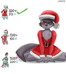  2025 :3 absurd_res anthro artist_name barefoot bedroom_eyes black_hair blind_eye blush blush_lines canid canid_demon canine chest_tuft christmas christmas_clothing christmas_headwear clothing costume demon empty_eyes eye_scar facial_scar feet female fur grey_body grey_fur hair hair_over_eye hat headgear headwear hellaverse hellhound helluva_boss hi_res holidays kneeling looking_at_viewer mammal mtf_crossgender mythological_canine mythological_creature mythology narrowed_eyes red_eyes rule_63 santa_costume santa_dress santa_hat scar seductive short_hair simple_background smile solo spread_legs spreading tail text thegiftedfire tuft twitter_handle vortex_(helluva_boss) white_background white_eyes 