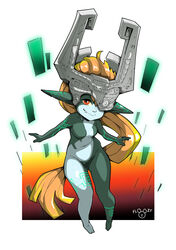  artist_name breasts clothing digital_media_(artwork) female fingers floozybear hair handwear headgear hi_res humanoid humanoid_pointy_ears imp long_hair looking_at_viewer mammal markings midna navel nintendo not_furry nude open_mouth red_eyes short_stack smile snaggle_tooth solo the_legend_of_zelda twilight_princess 