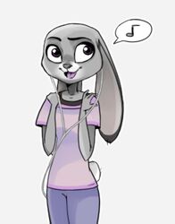  anthro bottomwear clothed clothing countershade_face countershade_fur countershading digital_media_(artwork) disney earbuds electronics female fully_clothed fur grey_body grey_fur headphones judy_hopps lagomorph leporid looking_at_viewer low_res mammal monotone_earbuds monotone_headphones open_mouth open_smile pants purple_eyes rabbit rin_tyan scut_tail shaded shirt short_tail simple_background smile solo standing tail topwear white_background white_earbuds white_headphones zootopia 