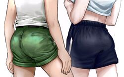  2boys 333hxh333 ass_focus from_behind gon_freecss green_pants hunter_x_hunter killua_zoldyck lifting_shirt male male_only multiple_boys no_sex screw_bar sweat sweating sweaty_body teenage_boy teenager teenagers 