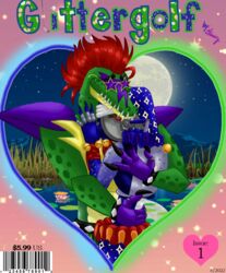  adorable animatronic animatronics comic_cover cover_page daycare_attendant_(fnaf) digital_media five_nights_at_freddy&#039;s five_nights_at_freddy&#039;s:_security_breach fluff fnaf forest full_moon gay glitter heart hug hugging lake lily_pad love montgomery_gator_(fnaf) moondrop mountains neon_lights night olivia-the-dragon reeds robot romance sparkles 