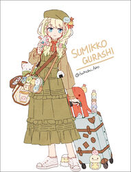  bag beret black_border blue_eyes blue_nails border brown_shirt closed_mouth commentary copyright_name dress ebifurai_no_shippo_(sumikko_gurashi) female food frilled_dress frills fukurou_(sumikko_gurashi) full_body furoshiki_(sumikko_gurashi) green_dress green_hair green_hat grey_footwear hair_over_shoulder hakusai_(tiahszld) hat holding holding_food holding_suitcase ice_cream ice_cream_cone itabag long_hair long_sleeves looking_at_viewer low_twintails mogura_(sumikko_gurashi) nail_polish neko_(sumikko_gurashi) nisetsumuri_(sumikko_gurashi) original penguin?_(sumikko_gurashi) penguin_(honmono)_(sumikko_gurashi) photoshop_(medium) puffy_long_sleeves puffy_sleeves rolling_suitcase shirokuma_(sumikko_gurashi) shirt shoes shoulder_bag smile sneakers solo standing suitcase sumikko_gurashi suzume_(sumikko_gurashi) tapioca_(sumikko_gurashi) tokage_(sumikko_gurashi) tonkatsu_(sumikko_gurashi) twintails twitter_username umigame_(sumikko_gurashi) white_background zassou_(sumikko_gurashi) 