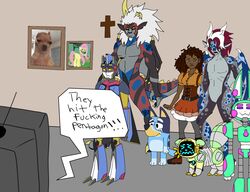  alien anthro australian_cattle_dog bluey_(series) bluey_heeler canid canine canis cattledog characters_reacting_to_sad_breaking_news cookie_waffle crossover dialogue domestic_dog dragon dreki english_text feral fluttershy_(mlp) friendship_is_magic group hasbro herding_dog humanoid lagomorph leporid machine mammal meme my_little_pony mythological_creature mythological_scalie mythology oney_plays pastoral_dog pestydreki profanity rabbit raccoon_dog robot robot_anthro robot_humanoid scalie shitpost source_request tagme tanuki text trollface unknown_character 