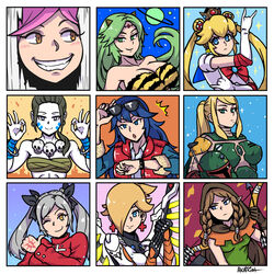  akairiot back_to_the_future bishoujo_senshi_sailor_moon black_hair blonde_hair blue_eyes blue_hair blue_sailor_collar blush boba_fett boba_fett_(cosplay) bow breasts brown_hair collage command_spell cosplay dhalsim dhalsim_(cosplay) doubutsu_no_mori dragon&#039;s_crown elf_(dragon&#039;s_crown) elf_(dragon&#039;s_crown)_(cosplay) fate/stay_night fate_(series) female_my_unit_(fire_emblem:_kakusei) fire_emblem fire_emblem:_kakusei gloves green_eyes green_hair hair_ornament hair_over_one_eye helmet here&#039;s_johnny! highres horns kid_icarus kid_icarus_uprising large_breasts long_hair looking_at_viewer lucina lum lum_(cosplay) mario_(series) marty_mcfly marty_mcfly_(cosplay) medium_breasts mercy_(overwatch) mercy_(overwatch)_(cosplay) multiple_girls my_unit_(fire_emblem:_kakusei) one_eye_closed open_mouth overwatch palutena pink_hair pointy_ears ponytail pose princess_peach princess_zelda rosetta_(mario) sailor_collar sailor_moon sailor_moon_(cosplay) sailor_senshi_uniform samus_aran short_hair silver_eyes skull_necklace smile star_wars street_fighter sunglasses super_smash_bros. the_legend_of_zelda the_legend_of_zelda:_twilight_princess the_shining thumbs_up tohsaka_rin toosaka_rin_(cosplay) twintails urusei_yatsura villager_(doubutsu_no_mori) watch white_hair wii_fit wii_fit_trainer yellow_eyes 