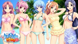  aoi_matsuri bikini blue_eyes blue_hair breasts cleavage green_eyes himuro_rikka hinata_hanabi koutaro minazuki_izumi pink_hair saotome_nagi swimsuit tropical_kiss 