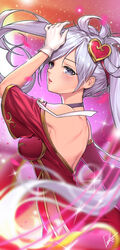  artist_name bad_id bad_pixiv_id blush breasts choker dduck_kong female gloves grey_eyes grey_hair highres large_breasts league_of_legends long_hair looking_at_viewer parted_lips photoshop_(medium) signature sona_(league_of_legends) sweetheart_sona twintails white_gloves 