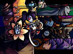  3boys 4girls abstract_cactus android bad_id bad_pixiv_id big_band blue_skin colored_skin detached_sleeves hat instrument isaac_(skullgirls) leviathan_(skullgirls) minette_(skullgirls) multiple_boys multiple_girls photoshop_(medium) red_eyes regina_(skullgirls) robo-fortune robot robot_girl saxophone skeletal_hand skullgirls squigly_(skullgirls) stitched_mouth stitches taliesin_(skullgirls) yellow_eyes 