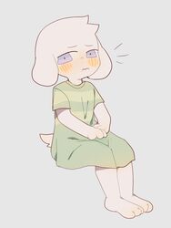  anthro asriel_dreemurr blush boss_monster_(undertale) bovid caprine clothed clothing conditional_dnp crossdressing crybleat fur lolicon long_ears male mammal solo undertale undertale_(series) white_body white_fur young young_anthro 