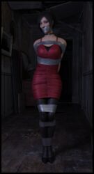  1girls 3d 3d_(artwork) ada_wong ada_wong_(adriana) asian_female black_choker black_high_heels black_pantyhose capcom female female_only femsub fully_clothed looking_at_viewer lord_kamski old_house resident_evil resident_evil_2 solo spy standing tape_bondage tape_gag taped_arms taped_legs taped_mouth 