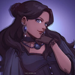  alternate_costume alternate_universe avatar:_the_last_airbender avatar_legends black_dress blue_eyes braid brown_hair caro_oliveira choker dark-skinned_female dark_skin dress earrings english_commentary eyeliner eyeshadow female french_braid frilled_gloves frills gloves goth_fashion hair_bun jewelry katara lip_piercing long_hair looking_at_viewer makeup multiple_earrings necklace nose paid_reward_available pearl_necklace piercing portrait purple_background sheer_gloves single_hair_bun solo 