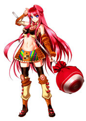  candy female food full_body gretel_(queen&#039;s_blade) holding holding_candy holding_food kantaka lollipop long_hair looking_at_viewer midriff navel pink_hair queen&#039;s_blade queen&#039;s_blade_grimoire simple_background solo 