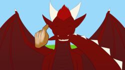  16:9 animated bite boop damian5320 dragon feral hi_res male mythological_creature mythological_scalie mythology scalie self_bite short_playtime simple_background solo tail widescreen 