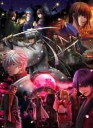  6+boys abuto butterfly_net commentary_request crop_top eriyama female fireflies gintama hand_net japanese_clothes joui kamui_(gintama) katana katsura_kotarou kawakami_bansai kijima_matako kimono midriff multiple_boys multiple_persona nizou_okada sakamoto_tatsuma sakata_gintoki sword takasugi_shinsuke takechi_henpeita weapon white_hair 