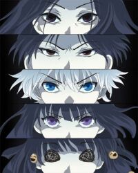  alluka_zoldyck hunter_x_hunter illumi_zoldyck kalluto_zoldyck killua_zoldyck milluki_zoldyck parody persona_4 persona_eyes siblings 