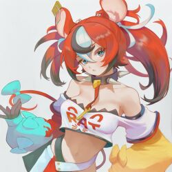  animal_ear_fluff animal_ears armpits asymmetrical_sleeves black_gloves black_hair black_streaks blue_eyes bow breasts bright_pupils cheese choker cleavage clothes_writing commentary dice dice_hair_ornament double-parted_bangs female food gloves hair_between_eyes hair_ornament hakos_baelz hakos_baelz_(1st_costume) hand_up highres hololive hololive_english key looking_at_viewer medium_breasts midriff mouse_ears mouse_tail multicolored_hair multicolored_skirt navel red_hair skirt somireborn20 sparkle spiked_choker spikes standing streaked_hair tail tail_bow tail_ornament twintails uneven_twintails untranslatable_commentary virtual_youtuber white_background white_hair 