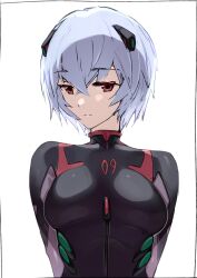  absurdres ayanami_rei black_bodysuit blue_hair bodysuit breasts evangelion:_3.0_you_can_(not)_redo female highres kei_(soundcross) looking_at_viewer medium_breasts neon_genesis_evangelion plugsuit rebuild_of_evangelion red_eyes short_hair solo 