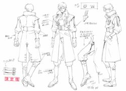  1990s_(style) 1boy aoki_uru belt boots gainax gloves military military_uniform non-web_source notes official_art pilot production_art reference_sheet retro_artstyle sadamoto_yoshiyuki uniform uru_(aoki_uru) 