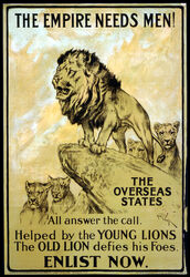  20th_century absurd_res ambiguous_gender ancient_art arthur_ward black_border border claws english_text felid feral group hi_res lion male mammal mane open_mouth outside pantherine paws politics poster poster_template propaganda propaganda_poster quadruped rock snout solo_focus standing tail tail_tuft teeth text traditional_media_(artwork) tuft yellow_theme 