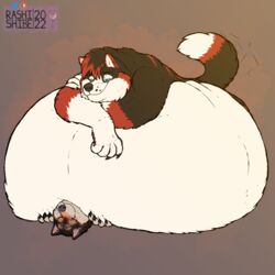  1:1 5_fingers anthro bear belly belly_smother belly_squish big_belly black_claws blush brown_body brown_fur canid canine canis claws domestic_dog duo fingers fur hand_on_another&#039;s_belly hands_on_belly hi_res huge_belly hybrid hyper hyper_belly lidded_eyes looking_at_another male mammal morbidly_obese morbidly_obese_anthro morbidly_obese_male obese obese_anthro obese_male overweight overweight_anthro overweight_male pawpads rashi_(rashishibe) rashishibe red_pawpads shiba_inu simple_background spitz squish tail tail_motion tailwag white_belly wolf 