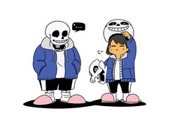  ... 1boy 1other arm_cannon bad_id bad_twitter_id black_shorts blue_hoodie bob_cut brown_hair closed_eyes commentary cosplay costume english_commentary frisk_(undertale) gasterblaster hands_in_pockets highres hood hoodie no_pupils nurume_(nurumenoon) pink_footwear sans_(undertale) sans_(undertale)_(cosplay) shirt shorts skeleton slippers smile socks spoken_ellipsis super_smash_bros. sweat undertale weapon white_shirt 