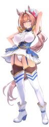  absurdres adapted_costume alternate_hairstyle animal_ears arm_up armpit_crease asdkd123 boots bow bowtie breasts brown_hair cameltoe center_frills commentary_request commission covered_nipples daiwa_scarlet_(peak_blue)_(umamusume) daiwa_scarlet_(umamusume) epaulettes female frills full_body garter_straps hair_between_eyes hair_intakes high_heel_boots high_heels high_ponytail highres horse_ears horse_girl horse_tail large_breasts large_variant_set light_blush long_hair looking_at_viewer oerba_yun_fang panties pantyshot pixiv_commission ponytail red_eyes skindentation smile solo tail thighhighs thighs transparent_background umamusume underwear variant_set very_long_hair white_wrist_cuffs wrist_cuffs 