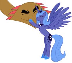 adcoon alicorn alpha_channel blue_hair crown cutie_mark duo equid equine feathered_wings feathers female feral friendship_is_magic hair hasbro headgear hi_res horn hydra_(mlp) kissing long_hair mammal my_little_pony mythological_creature mythological_equine mythology princess_luna_(mlp) quadruped simple_background tail transparent_background wings