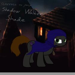 1:1 2011 alternate_species big_eyes black_body black_fur bottomless brown_hair clothed clothing cutie_mark earth_pony english_text equid equine eye_scar facial_scar feral fur garrett_(thief_series) green_eyes hair hasbro horse looking_aside looking_at_viewer male mammal my_little_pony night outside ponification pony quadruped robe scar side_view smile solo square_enix tail text thief thief_(series) toony zonra