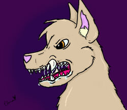 ambiguous_gender bodily_fluids boobytrapzap bust_portrait canid canine canis domestic_dog drooling elena_(disambiguation) fangs feral mammal open_mouth portrait saliva solo teeth