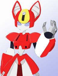 asherxii female gesture grey_eyes hi_res machine medarot peppercat peppercat_(medabots) red_body robot solo waving