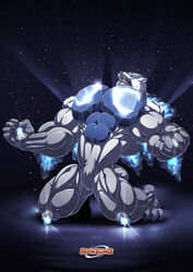  anthro bear blue_eyes claws fur hi_res hybrid lock_(species) male mammal monsuno monsuno_(franchise) muscular muscular_anthro muscular_male polar_bear solo ursine white_body white_fur wolfiecanem 