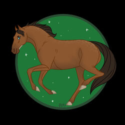  1:1 2022 ambiguous_gender avriart blue_eyes brown_body brown_hair brown_mane brown_tail digital_media_(artwork) dolero equid equine eyebrows feral hair hi_res hooves horse looking_at_viewer male_(lore) mammal mane raised_leg simple_background solo tail 