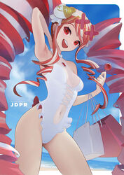  :d arm_up armpits artist_name bag beach border breasts candy character_hair_ornament cowboy_shot day drill_hair female food hair_ornament holding holding_candy holding_food holding_lollipop hololive hololive_indonesia jdpr kureiji_ollie kureiji_ollie_(mafia_princess) lollipop long_hair looking_at_viewer medium_breasts multicolored_hair olivia_(kureiji_ollie) one-piece_swimsuit open_mouth outdoors outside_border patreon_username red_eyes red_hair see-through shopping_bag smile solo standing swimsuit teeth twin_drills twintails two-tone_hair udin_(kureiji_ollie) upper_teeth_only very_long_hair virtual_youtuber web_address white_border white_hair white_one-piece_swimsuit x-shaped_eyewear 