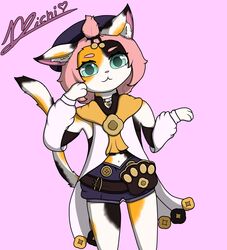  absurd_res accessory anthro black_body calico_cat diona_(genshin_impact) domestic_cat felid feline felis female genshin_impact hi_res mammal michi_nwn mihoyo solo 