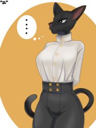  3:4 anthro big_breasts breasts domestic_cat emotionless felid feline felis female hi_res mammal rizal_ok solo thick_thighs 