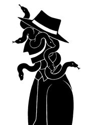  2015 alto_clef_(scp_foundation) black_and_white clothed clothed_humanoid clothed_male clothing covered_eyes digital_drawing_(artwork) digital_media_(artwork) european_mythology fedora forked_tongue gorgon greek_mythology grin half-length_portrait hat headgear headwear humanoid living_hair male monochrome mythology necktie portrait pseudo_hair reptile scalie scp_foundation side_view silhouette simple_background smile snake snake_hair solo suit sunnyclockwork tongue white_background 