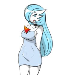  2024 5:6 absurd_res alpha_channel big_breasts blue_eyes blue_hair breasts choker cleavage clothed clothing dress female gardevoir generation_3_pokemon hair hair_over_eye hands_behind_back hi_res humanoid jewelry long_hair looking_at_viewer luna_the_gardevoir necklace nintendo not_furry one_eye_obstructed open_mouth pokemon pokemon_(species) renv shiny_pokemon side_boob signature solo 