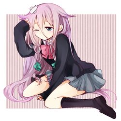  bad_id bad_pixiv_id bandaid braid female ia_(vocaloid) light_purple_hair long_hair noki_(potekoro) skirt solo sweater twin_braids vocaloid wince 